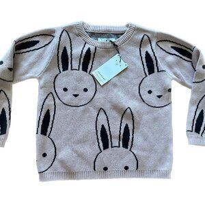 NWT Huxbaby Knit Sweater Bunny Print Organic Cotton Rose Pink 5